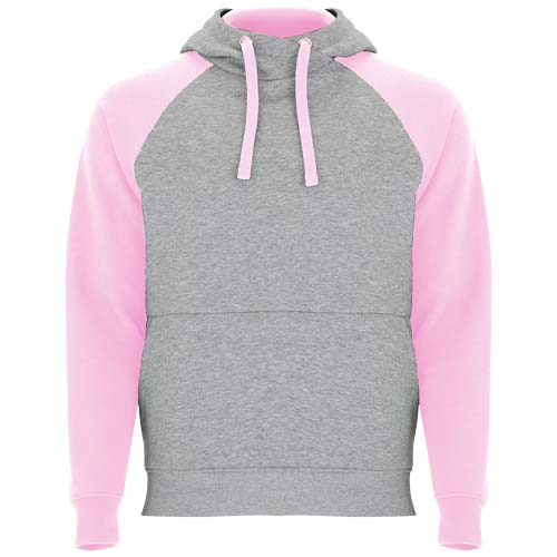 Sweat à capuche unisexe personnalisable - Badet Gris et Rose clair